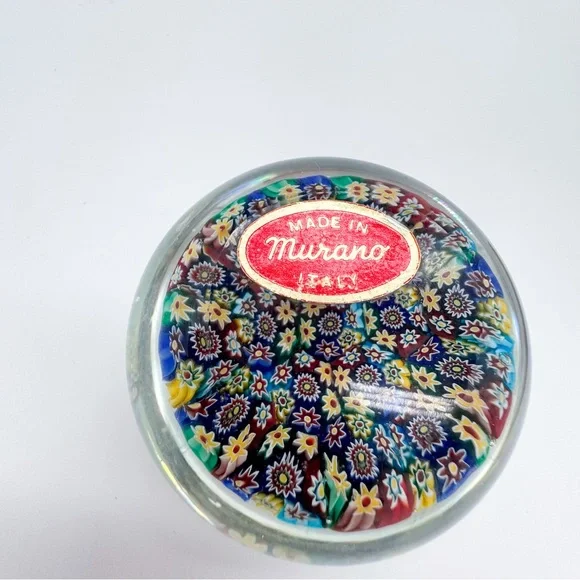 Murano Millefiori Paperweight  Vintage Art Glass Italy Sticker Paper Weight - Picture 8 of 14